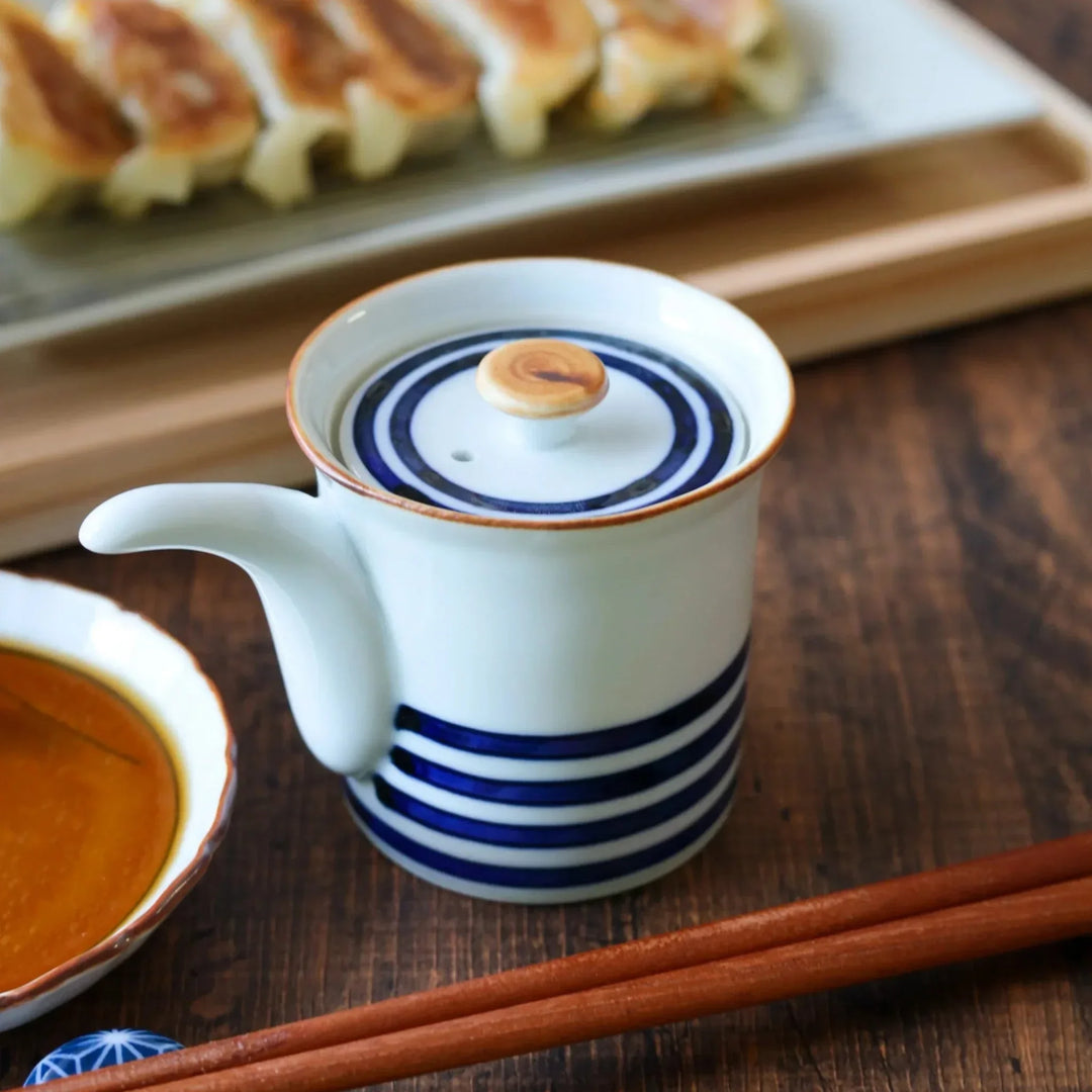 Blue Striped Soy Sauce Dispenser