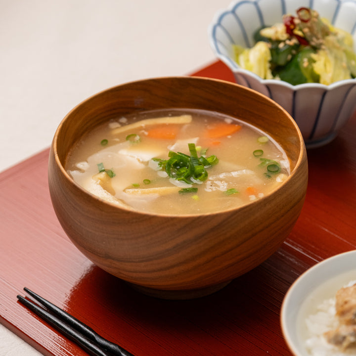 Cherry Wood Miso Soup Bowl Wooden Japanese Soup Bowl for Everyday Use