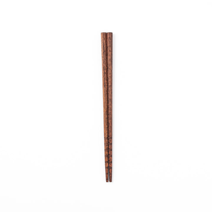 Octagonal natural wood Japanese chopsticks with a textured grip at the tips specifically designed for eating ramen noodles