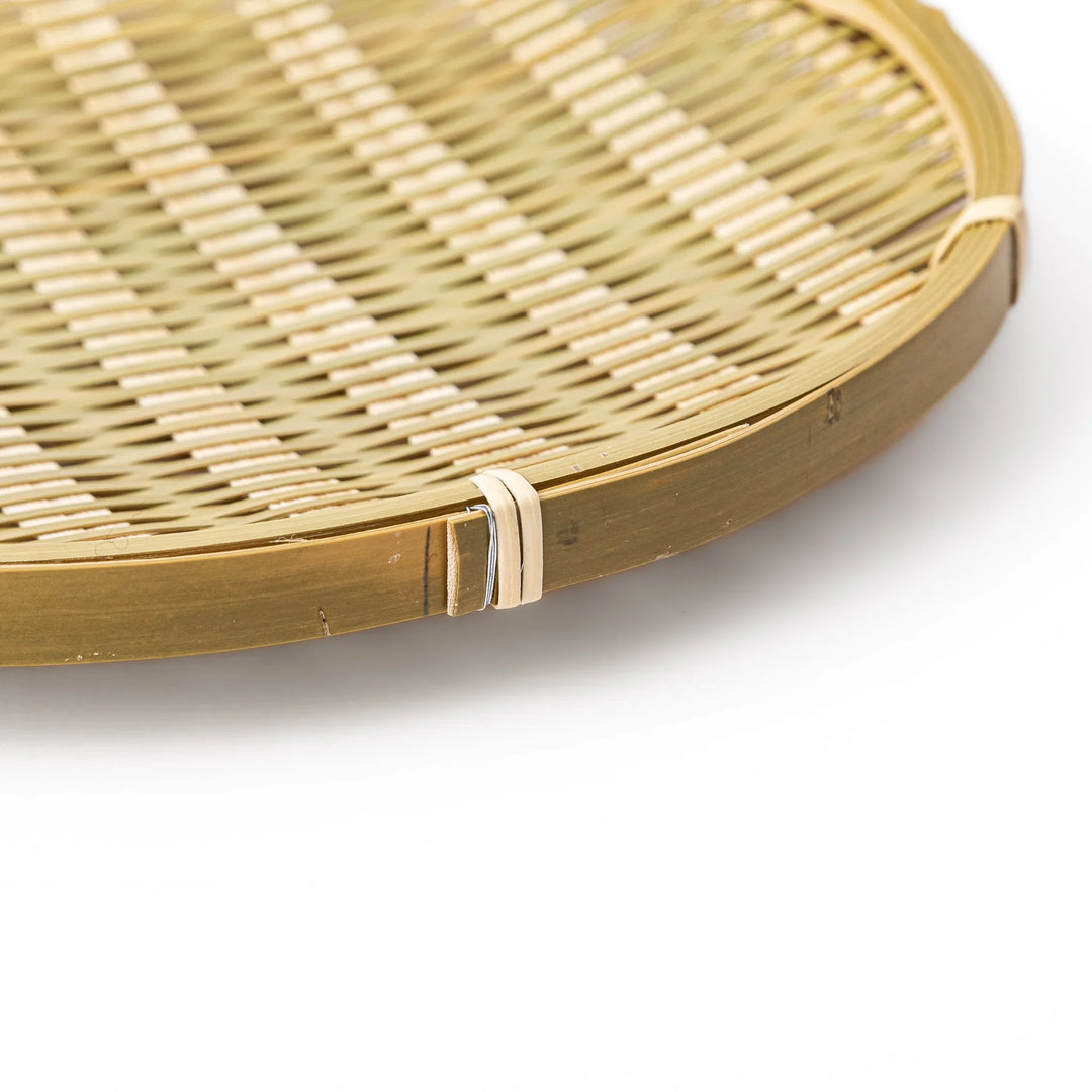 Small size traditional Japanese bamboo zaru strainer basket for elegant side dish plating and food preparation