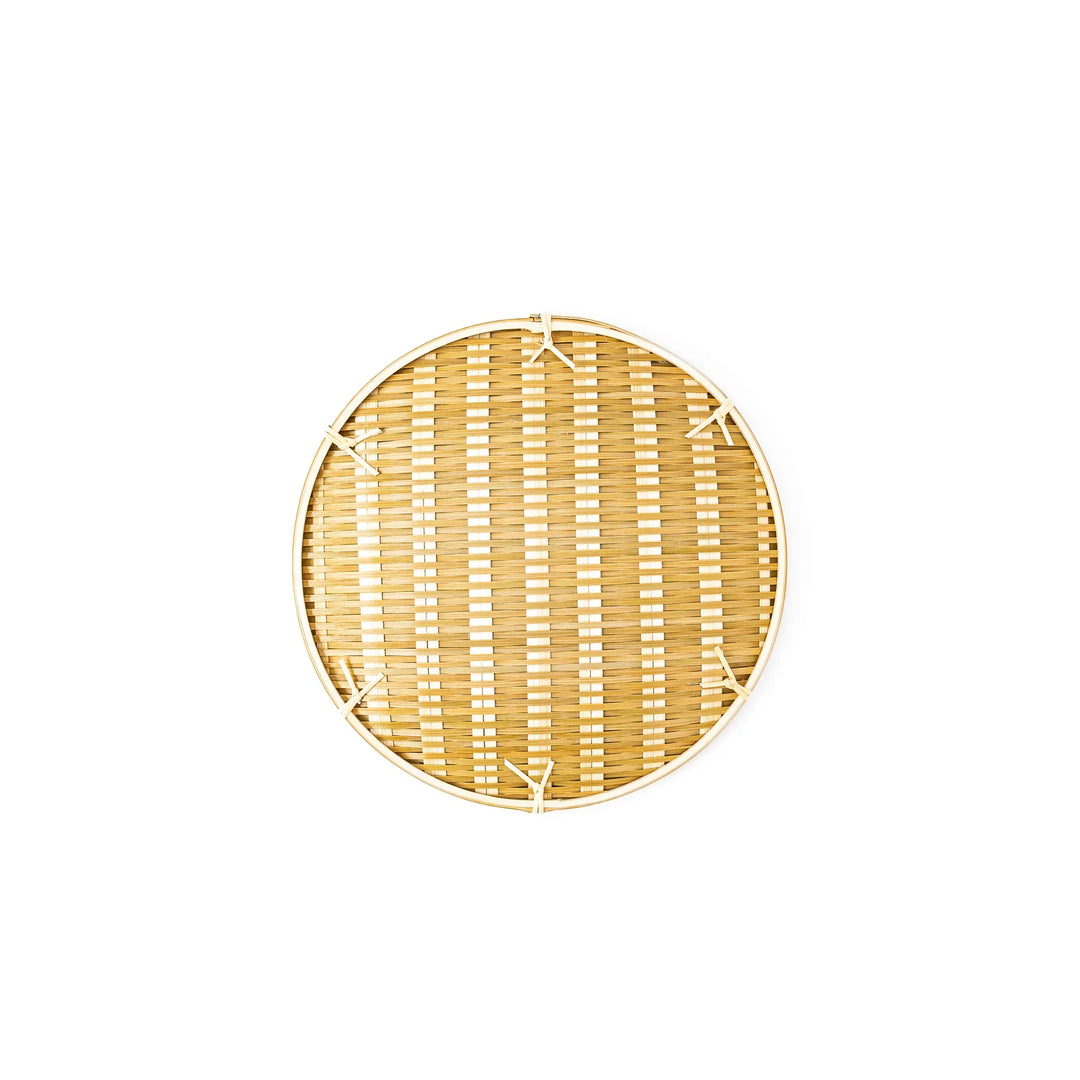 Small size traditional Japanese bamboo zaru strainer basket for elegant side dish plating and food preparation