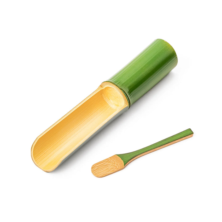 Authentic Japanese bamboo tsumire serving set with tube and spatula for making homemade hot pot fish balls and meatballs