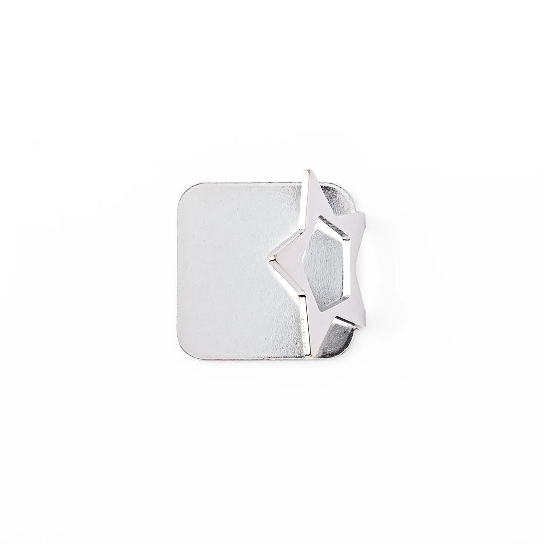 Elegant celestial silver chopstick rest showing unique hollow star design sleek metallic luxury hashioki holder