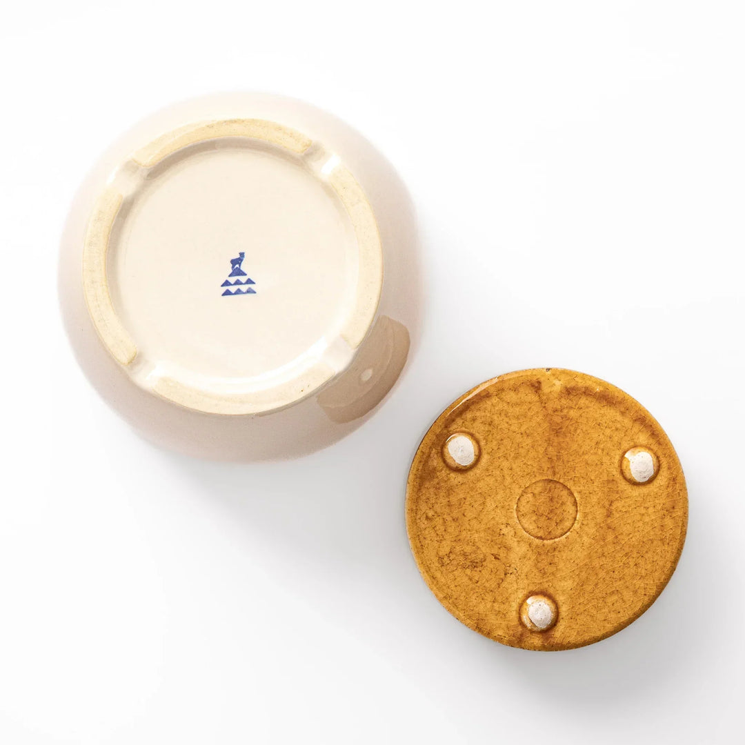 Japanese ceramic asazuke pickle jar with lid in natural glaze for fermenting and storing vegetables