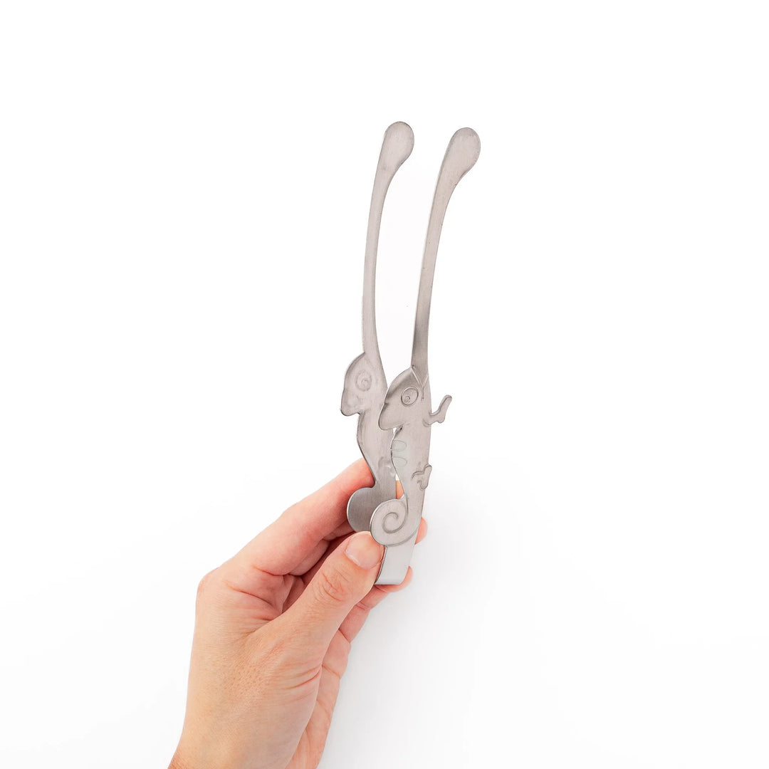Unique Japanese chameleon kitchen tongs with creative animal shaped handle premium stainless steel food serving utensil