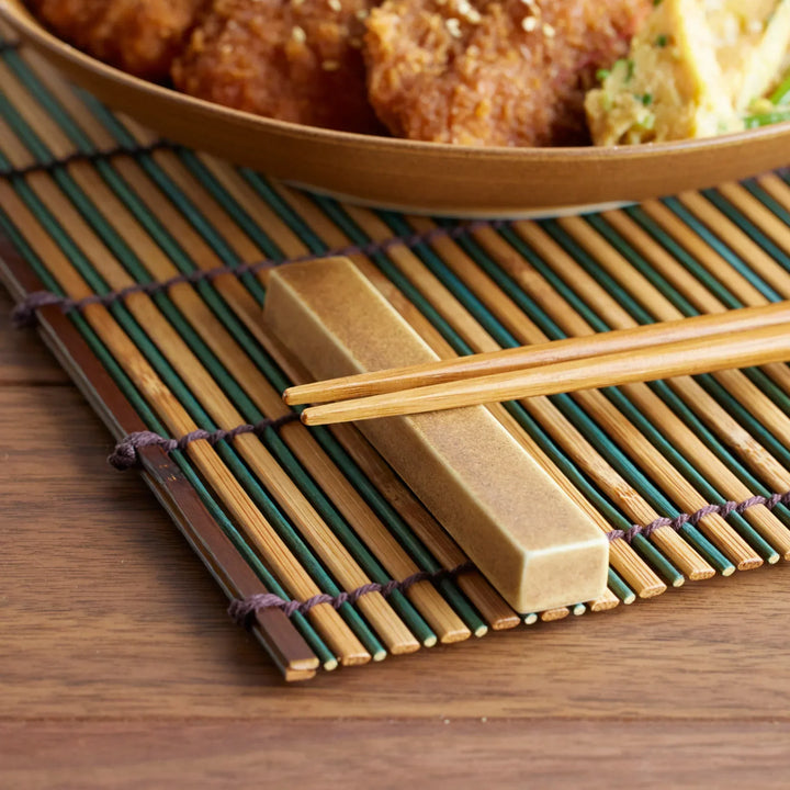 Rectangular chopstick rest with warm glaze, adding a refined Japandi touch to your table.