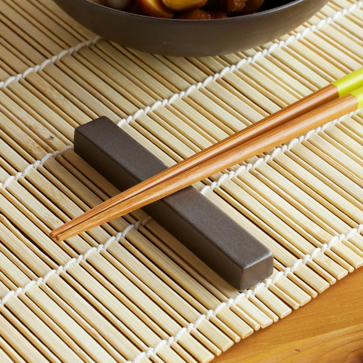 Cozy Japandi Chopstick Rest in matte brown, blending minimal Japanese design with warm natural tones.