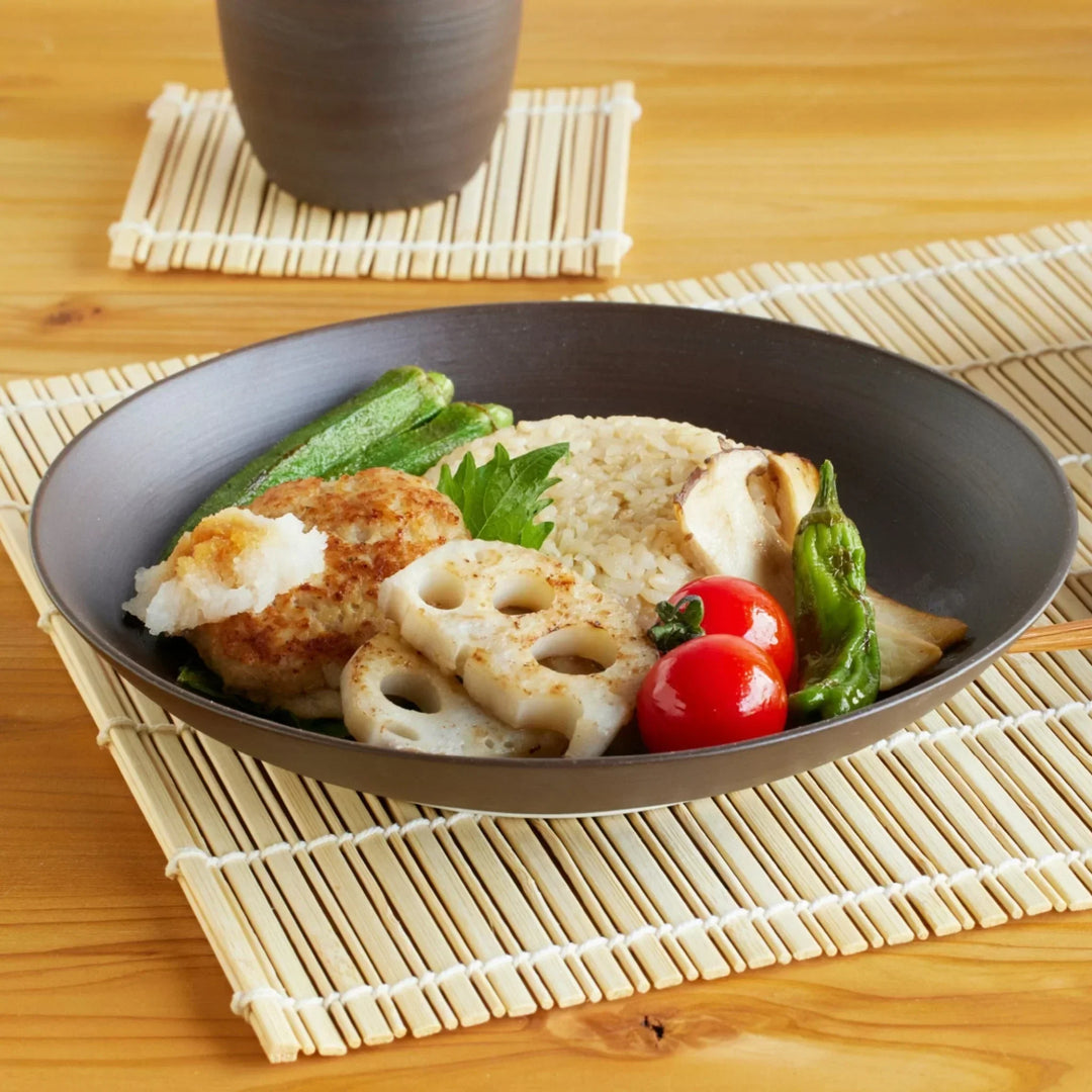 Cozy Japandi Salad Plate in matte brown, offering a modern minimal look perfect for everyday meals.