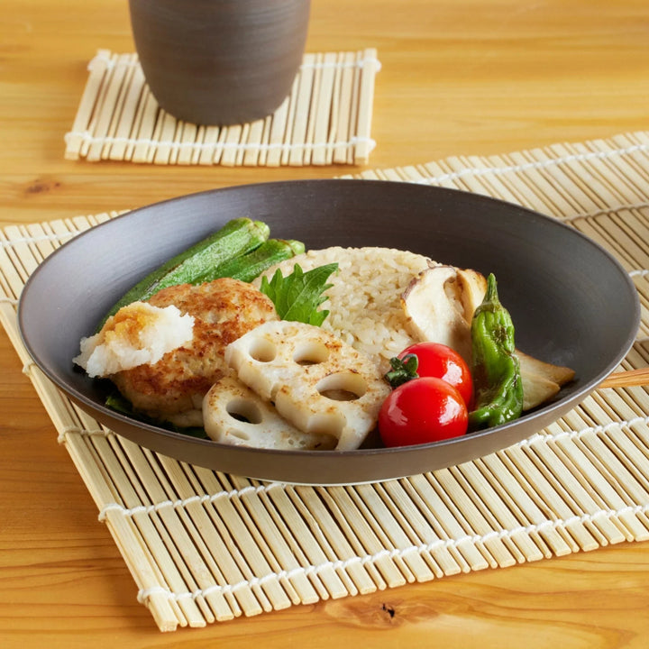 Cozy Japandi Salad Plate in matte brown, offering a modern minimal look perfect for everyday meals.
