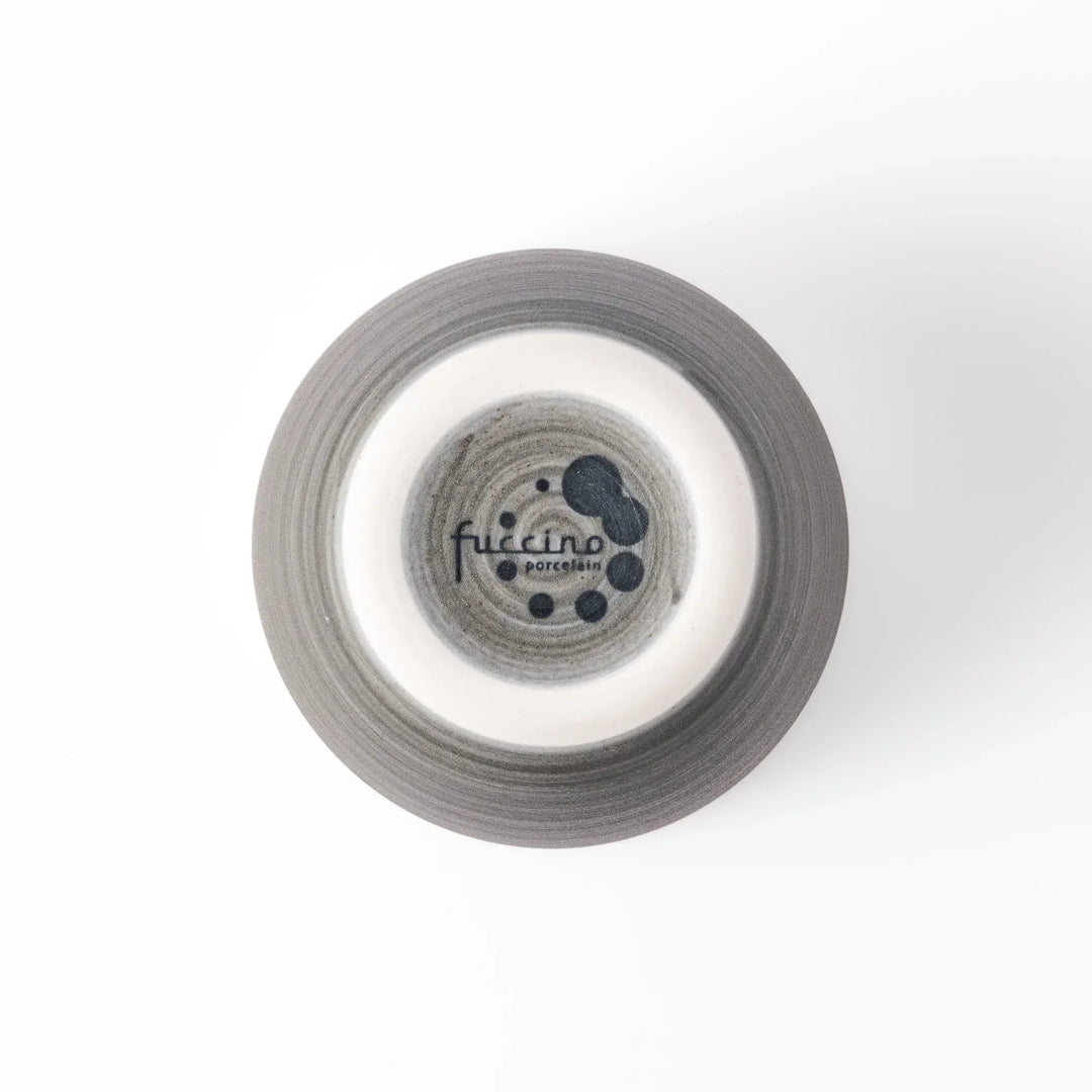 Two-tone tea cup with ivory rim and gray base, ideal for calm tea moments and Japandi tables.