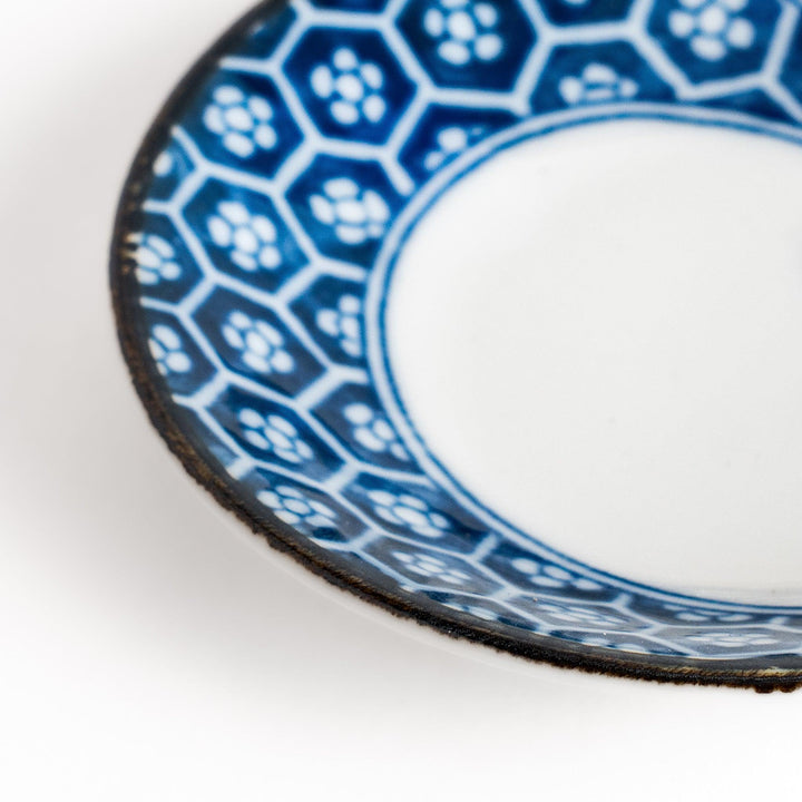 Small dinosaur pattern sauce plate with Japanese geometric motif for a playful dining table accent.