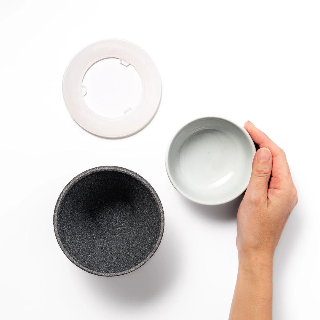Black Mount Fuji ceramic coffee filter with snowy peak handcrafted in Japan for stylish pour over brewing.