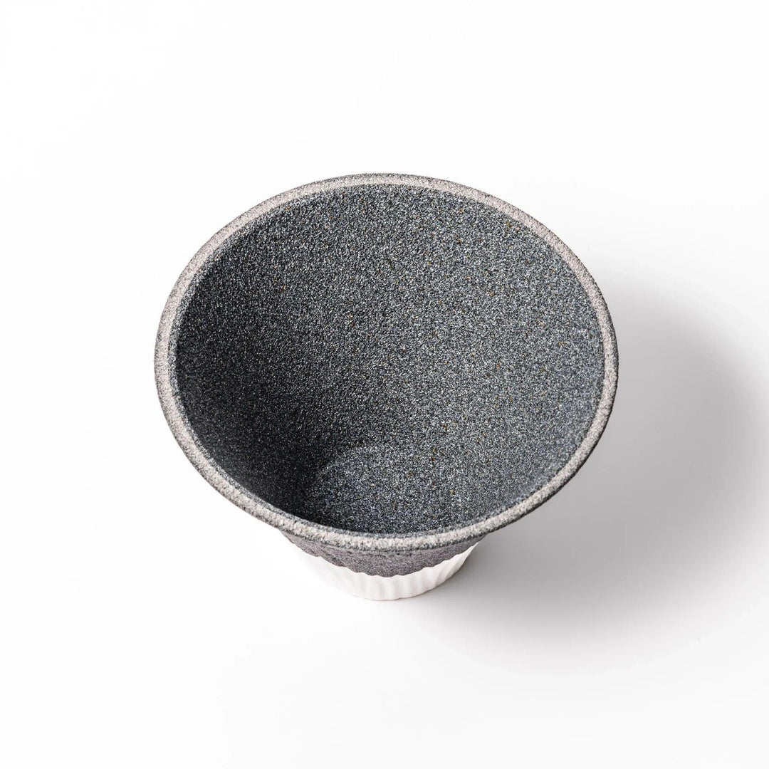 Black Mount Fuji ceramic coffee filter with snowy peak handcrafted in Japan for stylish pour over brewing.