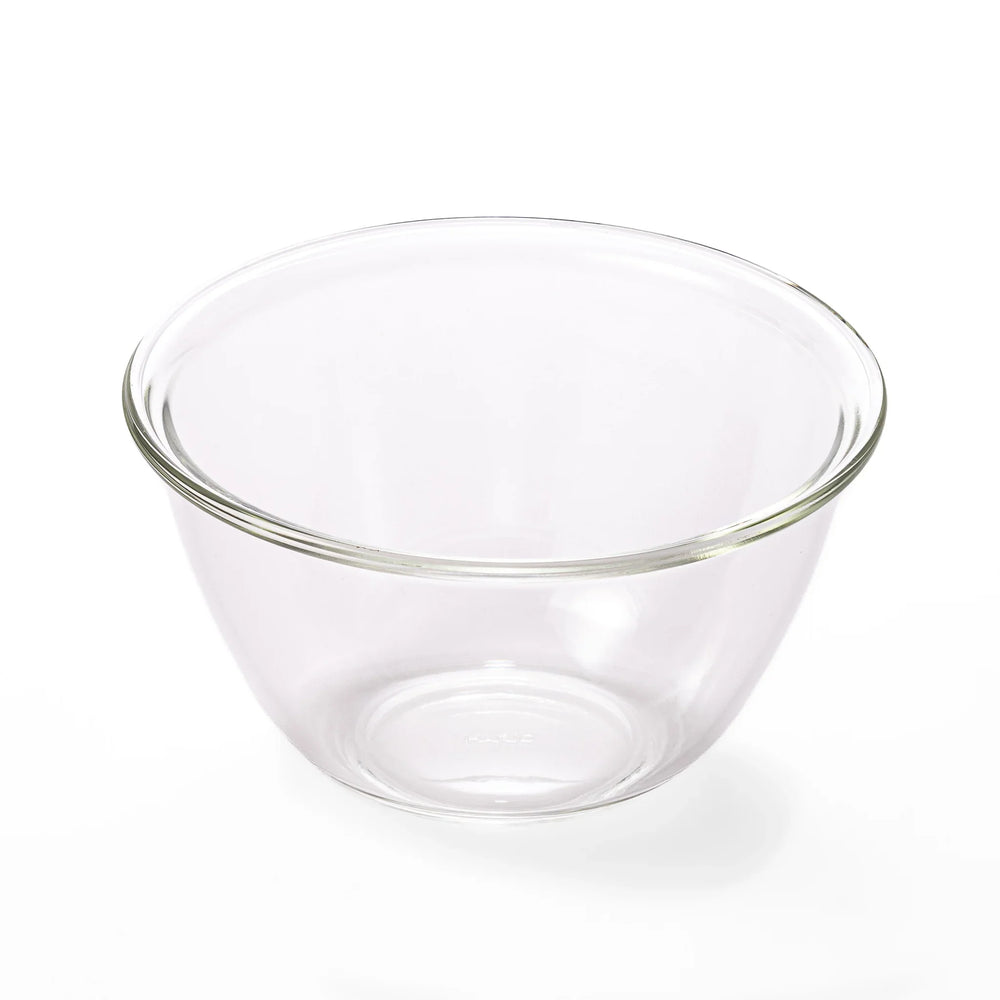 Large 2.2L HARIO heat resistant glass mixing bowl, a deep and durable clear kitchenware bowl for cooking and baking prep