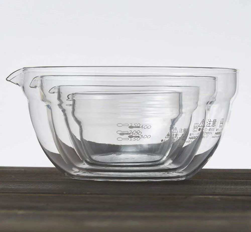 HARIO Heat-Resistant Glass Mixing Bowl Set with Pour Spouts (Set of 4)