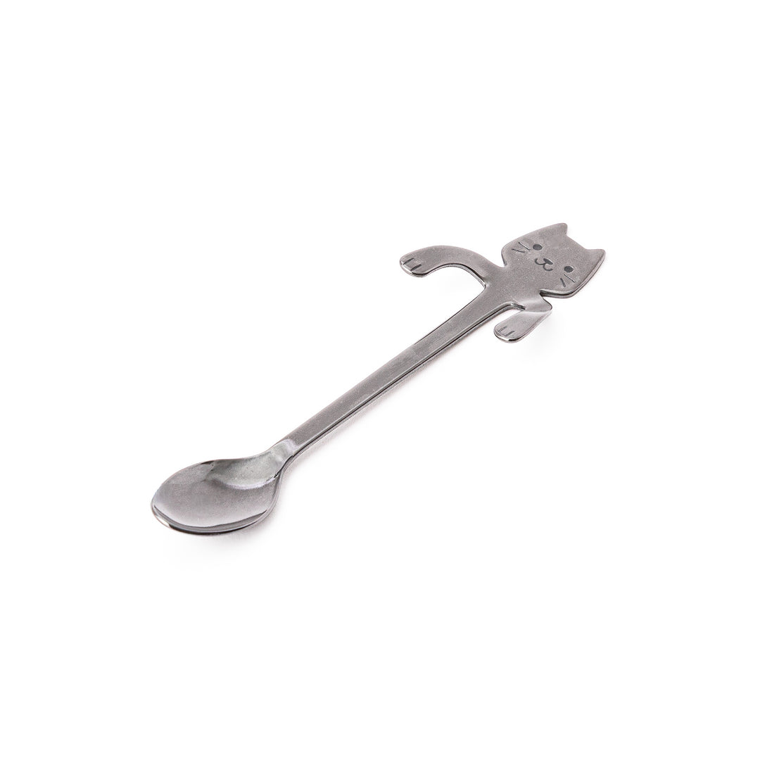 Decorative stainless steel black cat coffee spoon unique hanging paws design perfect small kitchen gift for cat lovers