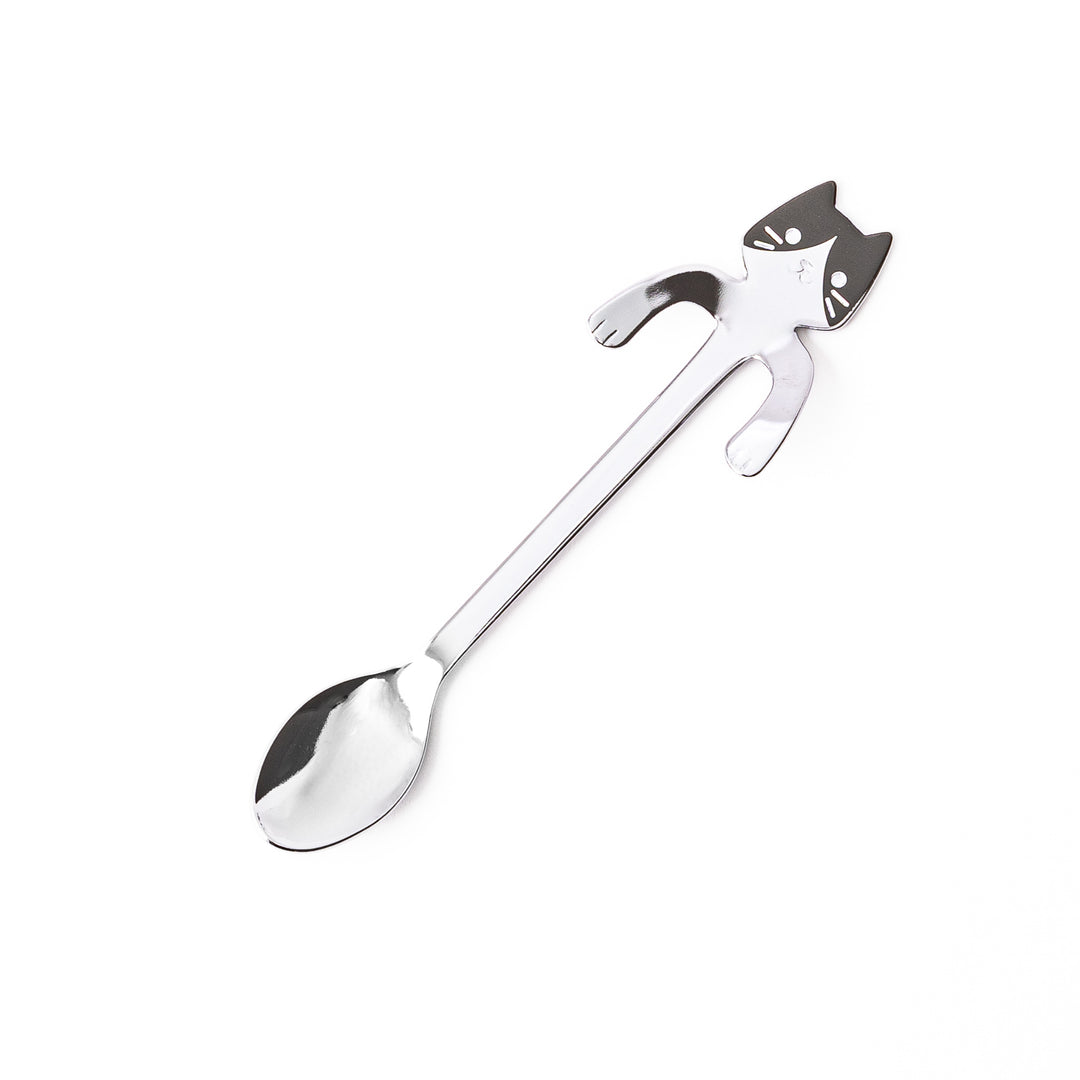 Cute stainless steel tuxedo cat coffee spoon with unique hanging paws design decorative small teaspoon for tea lovers