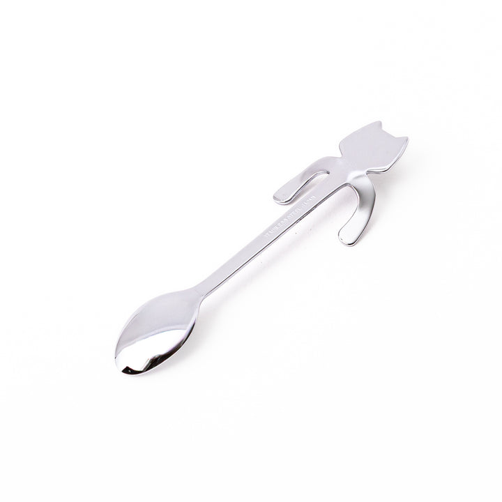 Cute stainless steel tuxedo cat coffee spoon with unique hanging paws design decorative small teaspoon for tea lovers