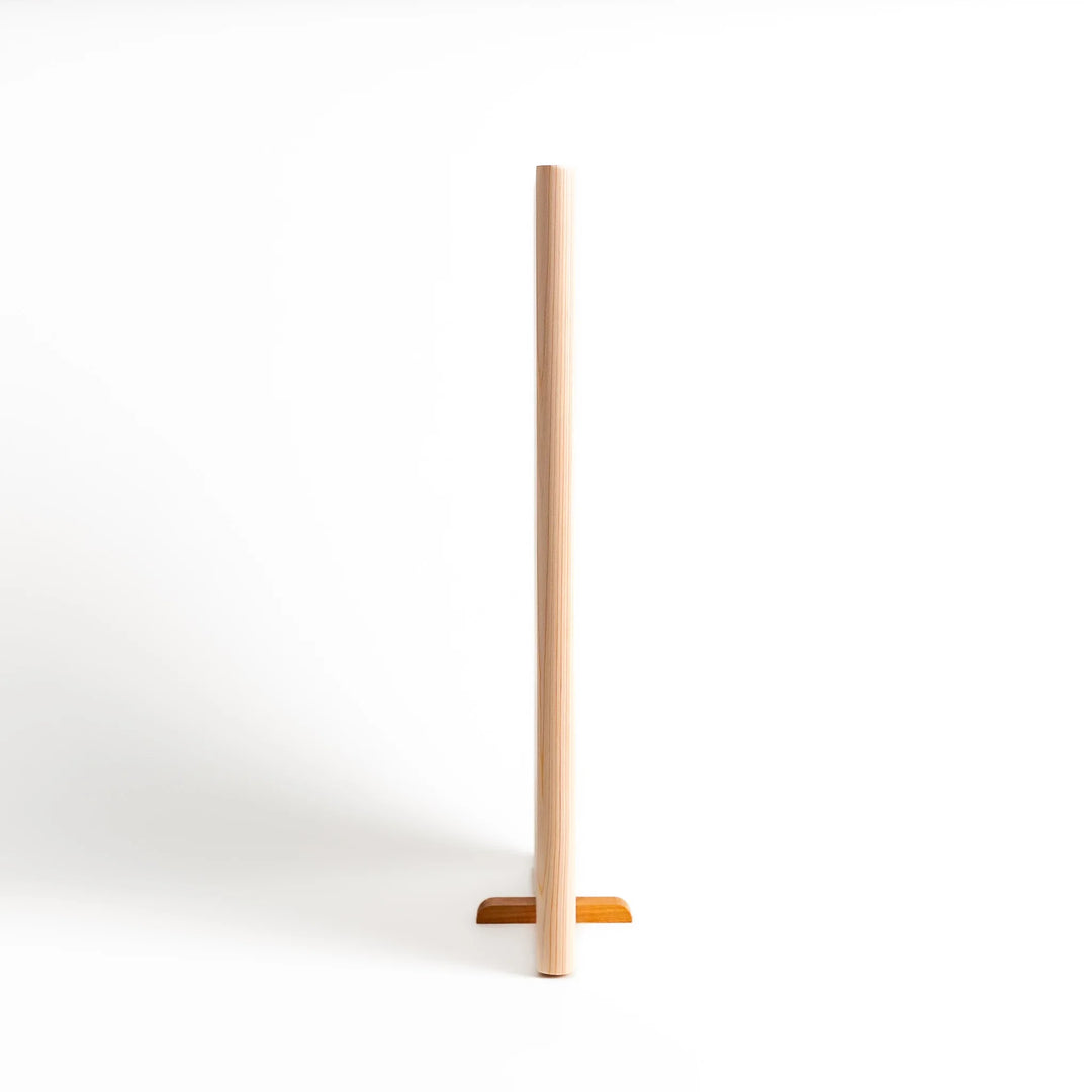 Hinoki wood cutting board with stand and engraved logo showing clean design for stylish food prep.