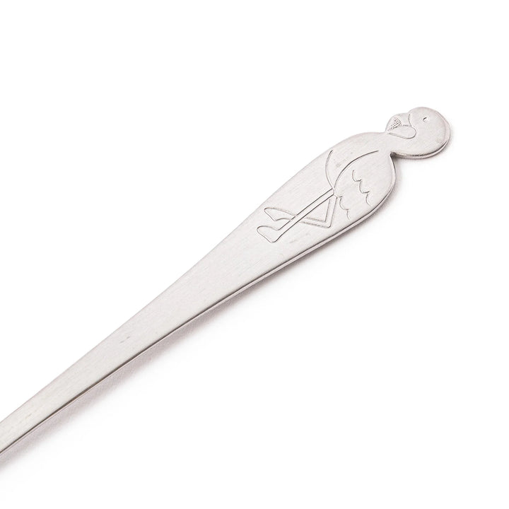 Cute Japanese kakigori spoon featuring flamingo design long handle stainless steel dessert spoon for shaved ice parfait