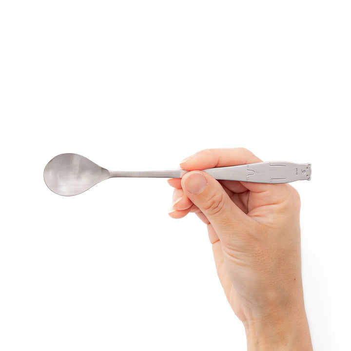 Cute Japanese kakigori spoon featuring polar bear design long handle stainless steel dessert spoon for shaved ice parfait