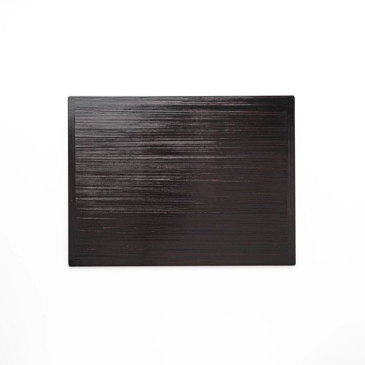 Reversible Japanese lacquer tray with red and black brush finish for elegant versatile serving use.