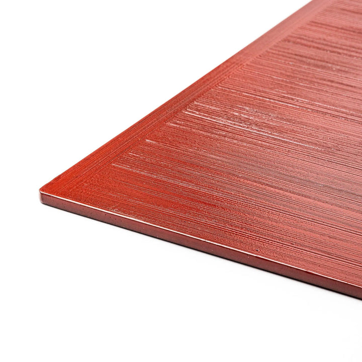 Reversible Japanese lacquer tray with red and black brush finish for elegant versatile serving use.