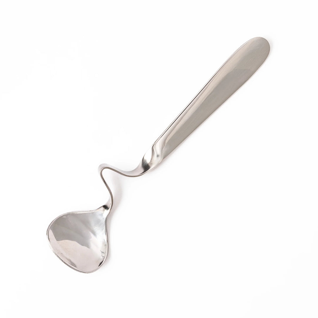 Unique Japanese honey and jam spoon with curved handle design stainless steel jar hanging ladle kitchen utility gadget