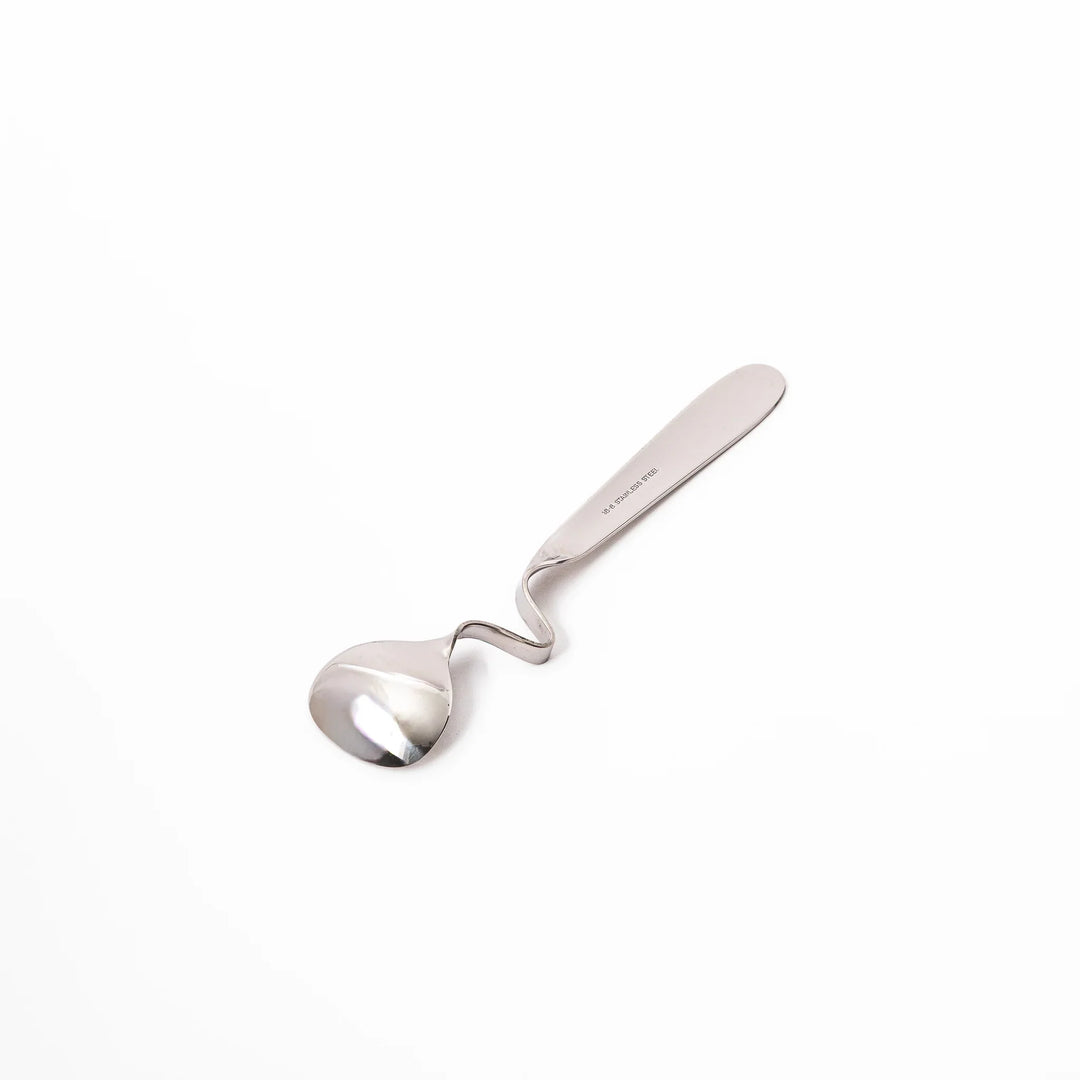 Unique Japanese honey and jam spoon with curved handle design stainless steel jar hanging ladle kitchen utility gadget