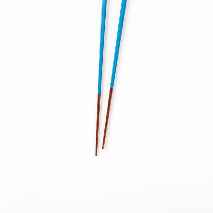 Pair of azure blue Japanese traditional color bamboo chopsticks with fine tips for an elegant and precise dining experience