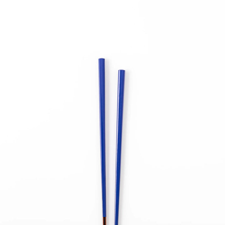 Pair of cobalt blue Japanese traditional color bamboo chopsticks with fine tips for an elegant and precise dining experience