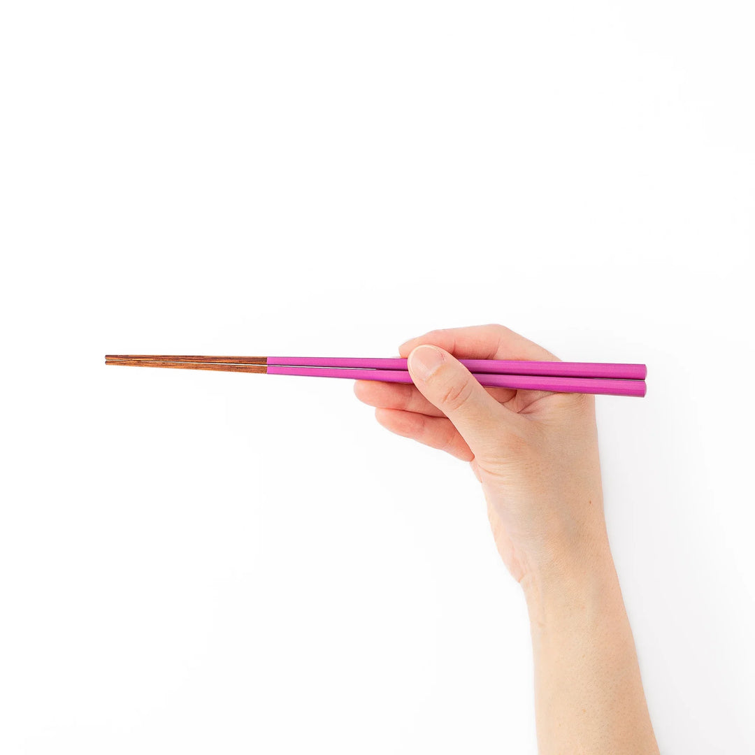 Pair of iris purple Japanese traditional color bamboo chopsticks with fine tips for an elegant and precise dining experience