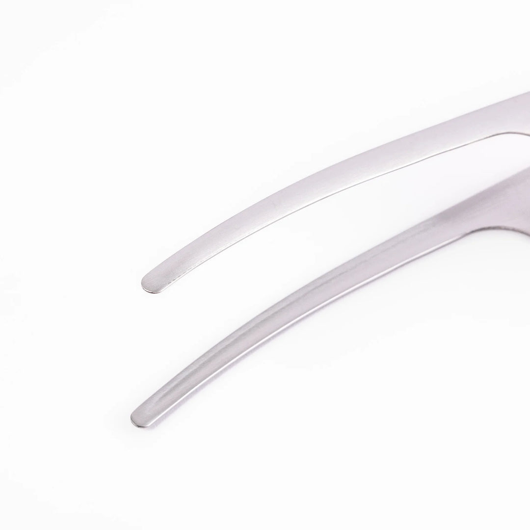 Japanese stainless steel precision tongs with long narrow tips for delicate food handling and plating
