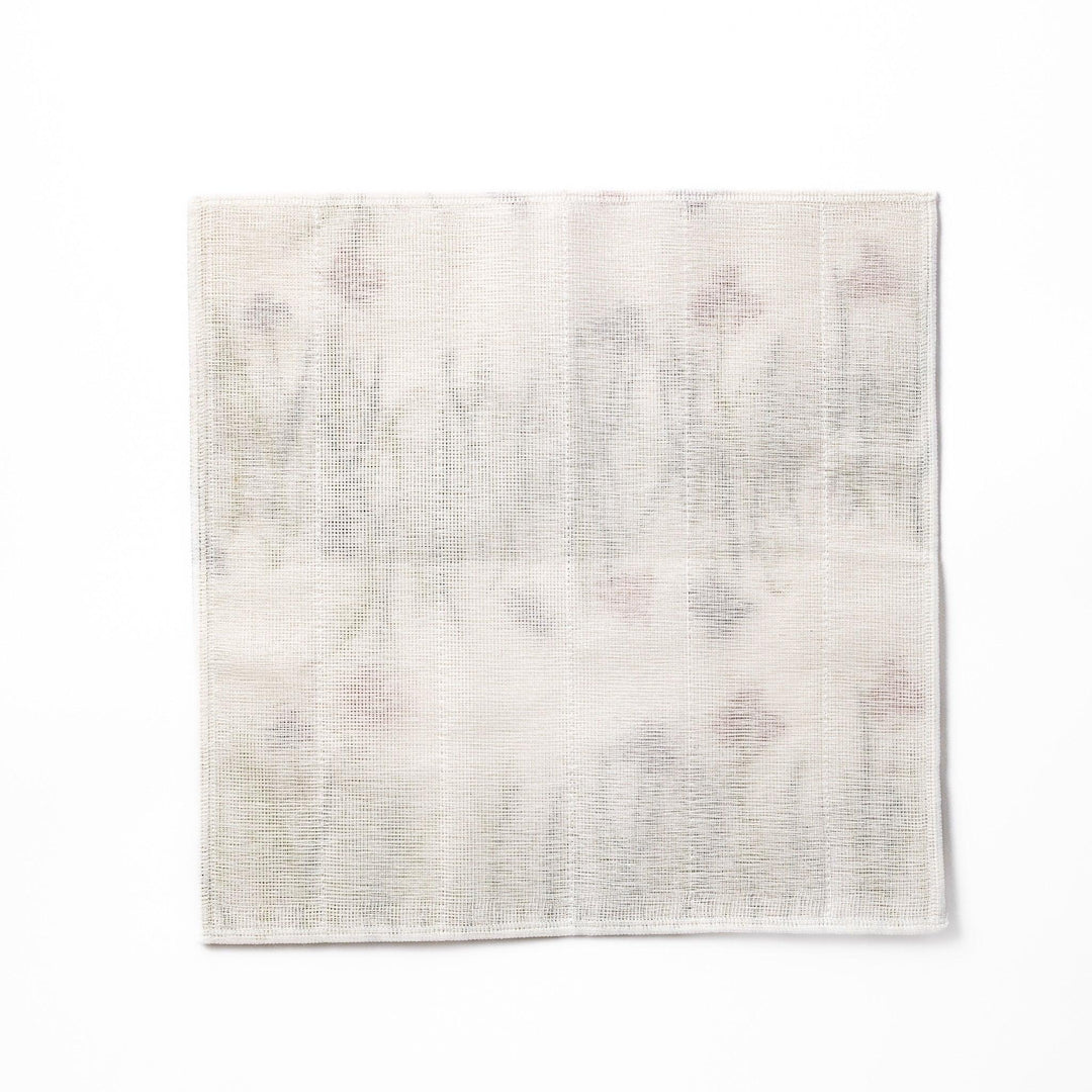 Kyoto Yuzen dyed Kaya cotton kitchen cloth with a vibrant Japanese iris floral pattern on white fabric