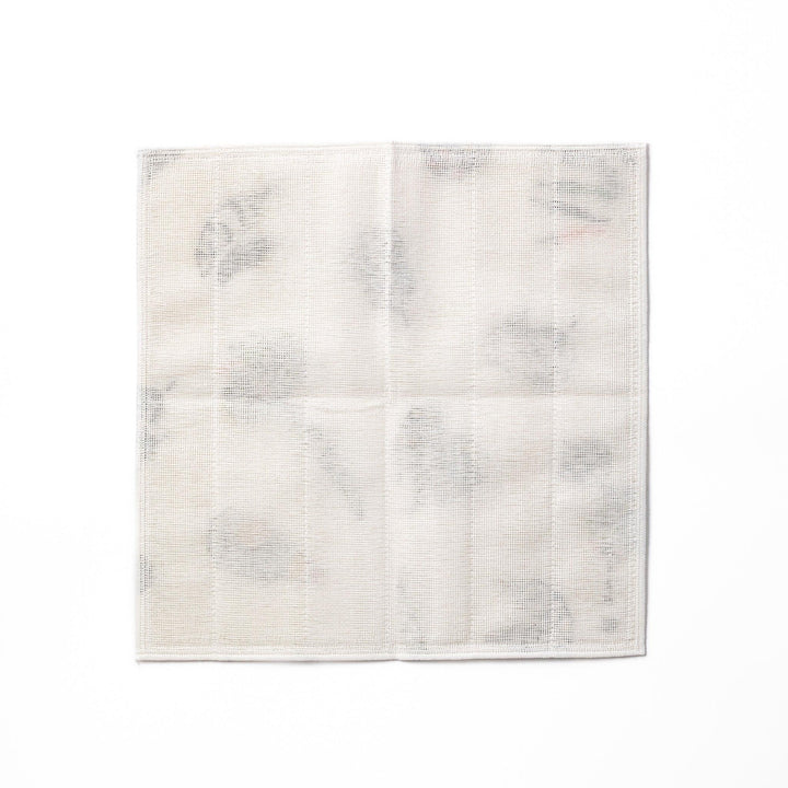 Kyoto Yuzen dyed Kaya cotton kitchen cloth with a playful Japanese Kyoto vegetables pattern featuring traditional geometric motifs