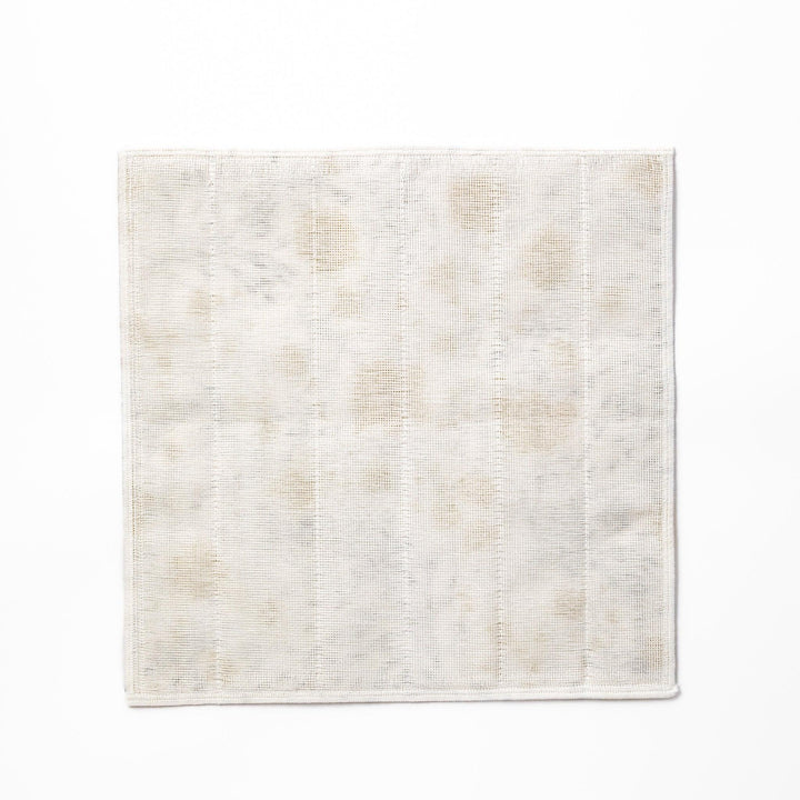 Kyoto Yuzen dyed Kaya cotton kitchen cloth featuring a bright yellow Japanese wintersweet floral pattern on white fabric