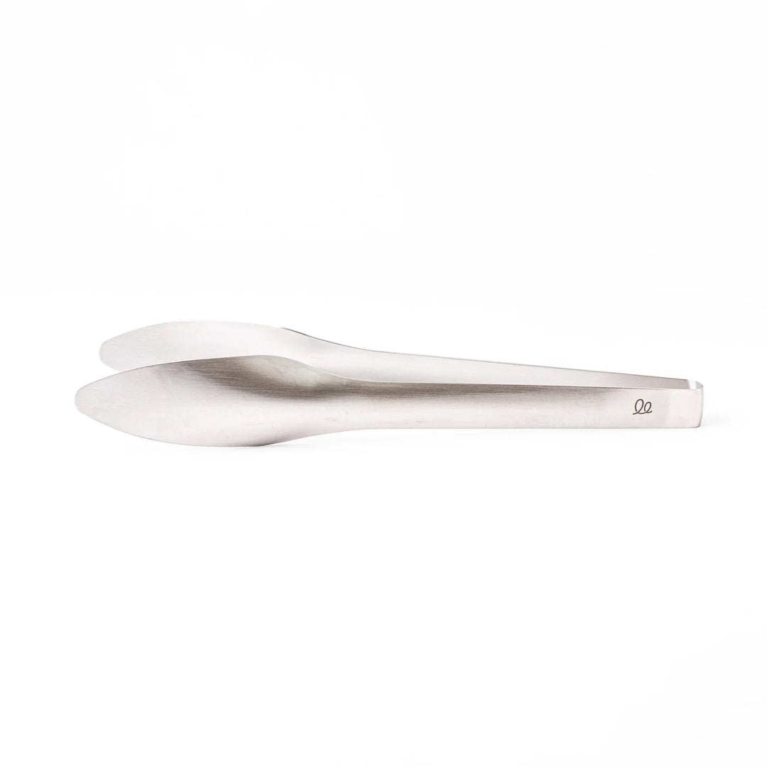 Japanese stainless steel toast and pastry serving tongs with brushed finish and ergonomic curved design for precise grip