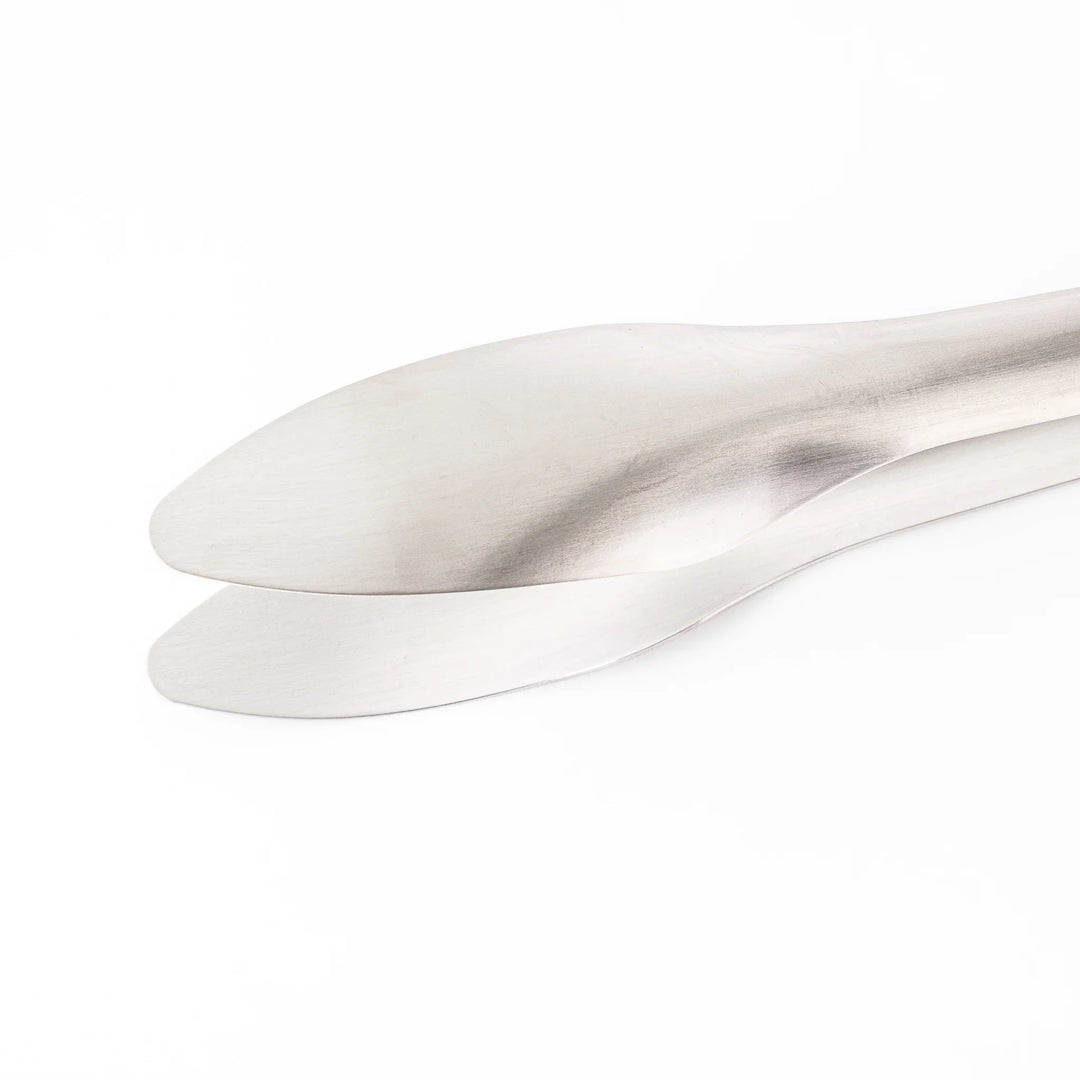 Japanese stainless steel toast and pastry serving tongs with brushed finish and ergonomic curved design for precise grip