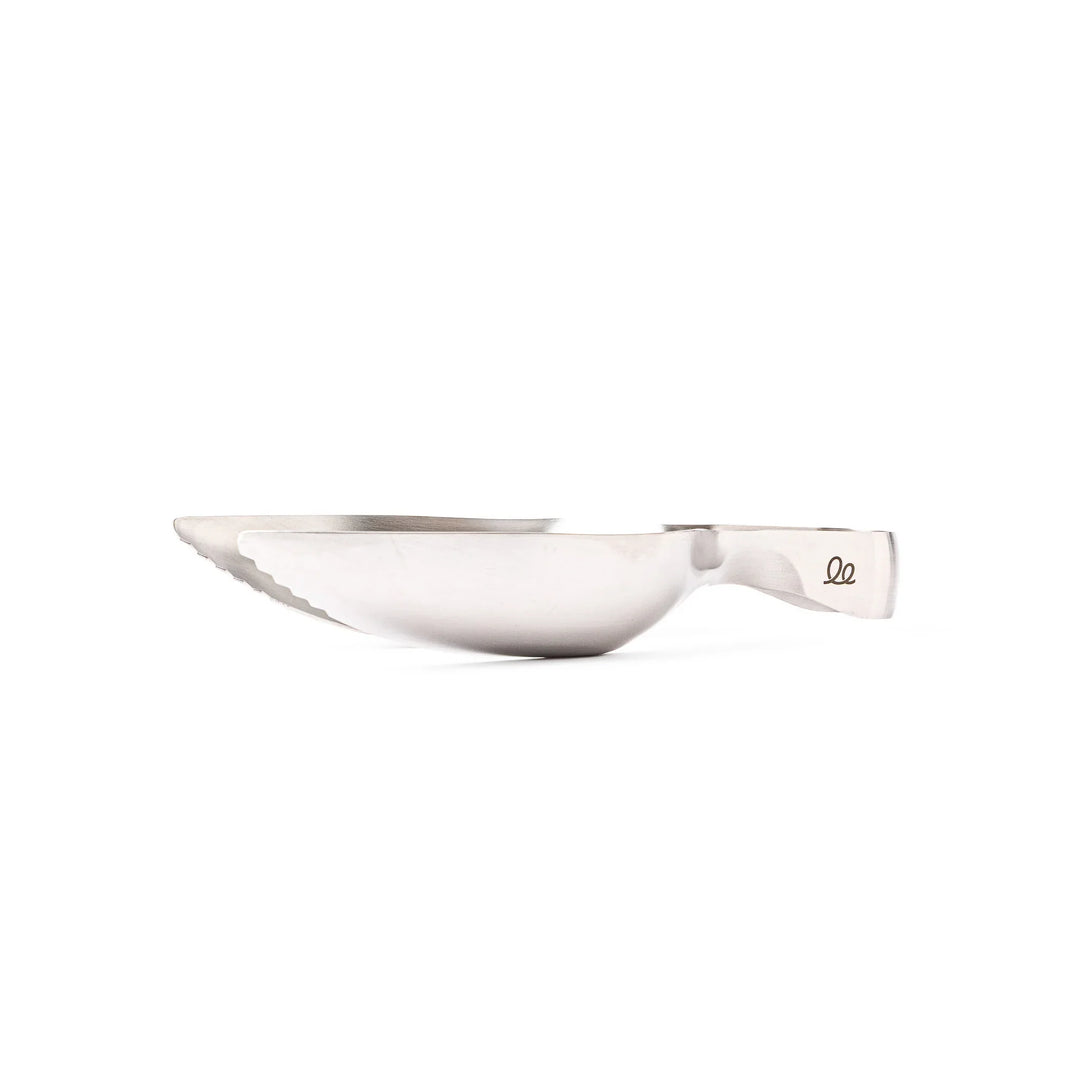 Japanese stainless steel ice scoop tongs with serrated edges and ergonomic curved design for secure grip and easy handling