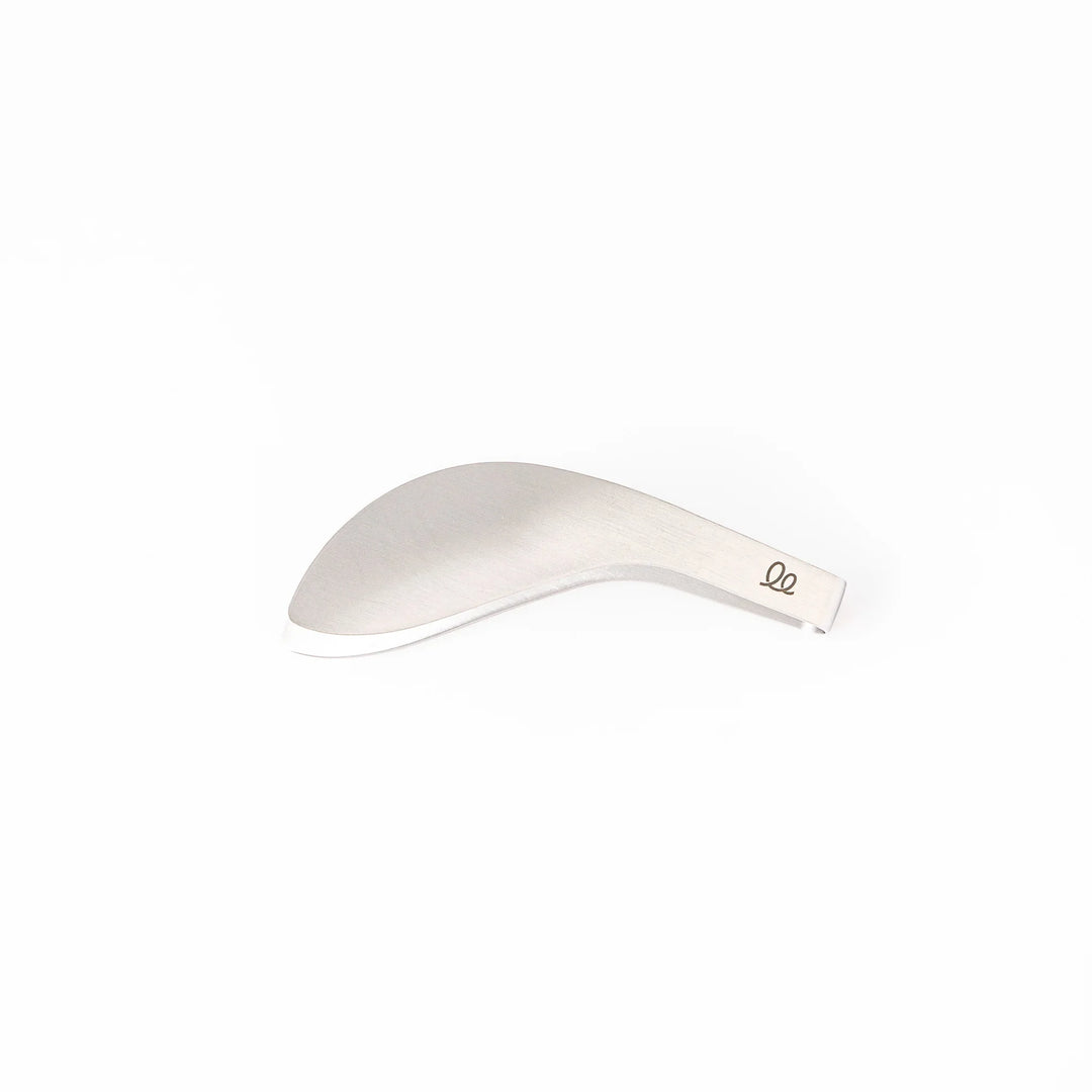 Japanese stainless steel precision fingertip tongs with slim curved tips and brushed finish for delicate plating