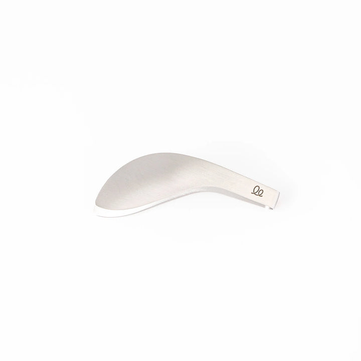 Japanese stainless steel precision fingertip tongs with slim curved tips and brushed finish for delicate plating