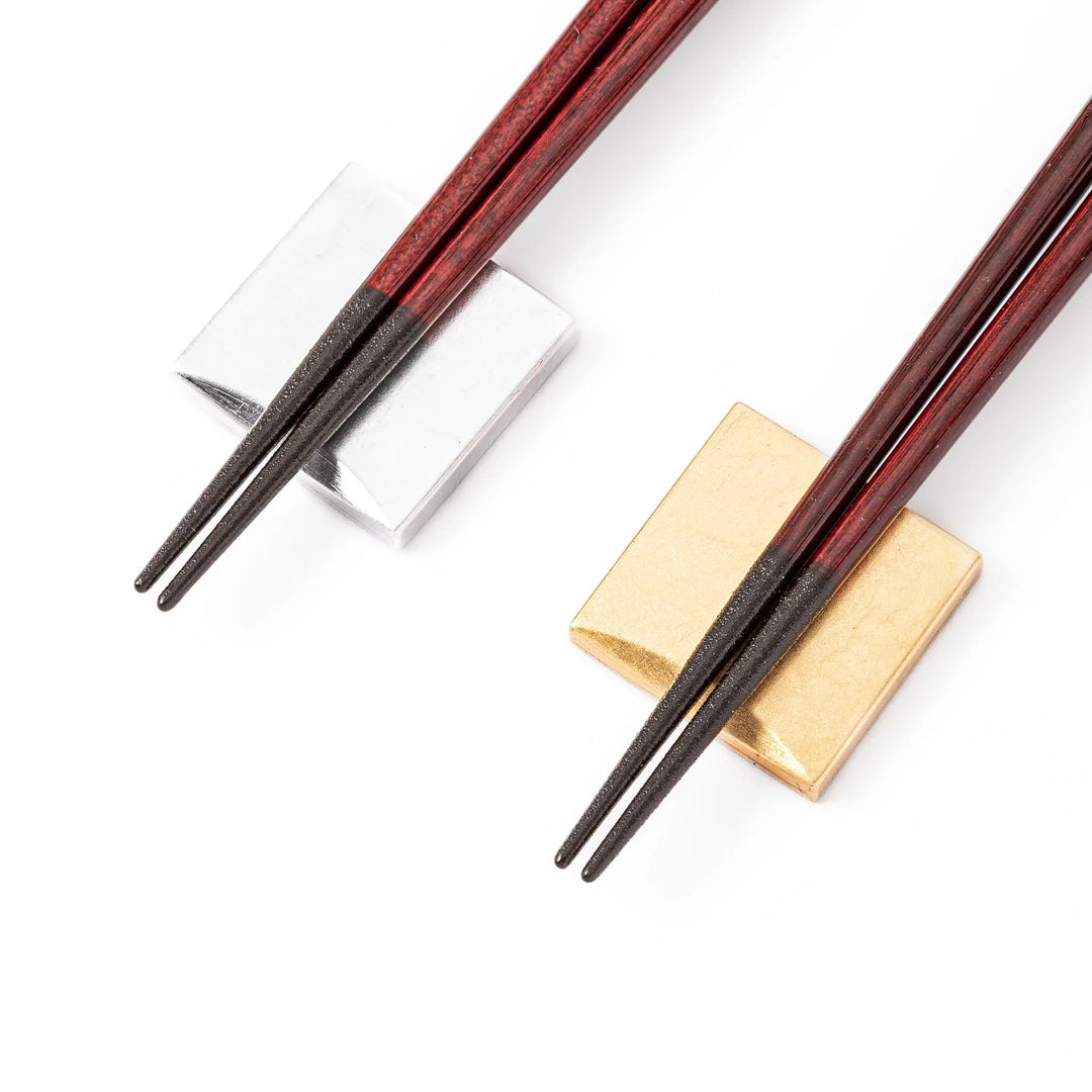 Japanese lacquer chopsticks with gold and silver rests