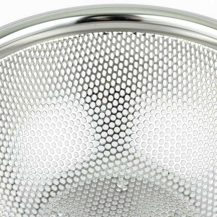 Japanese stainless steel mixing bowl and mesh strainer set, featuring an extra small colander for kitchen prep