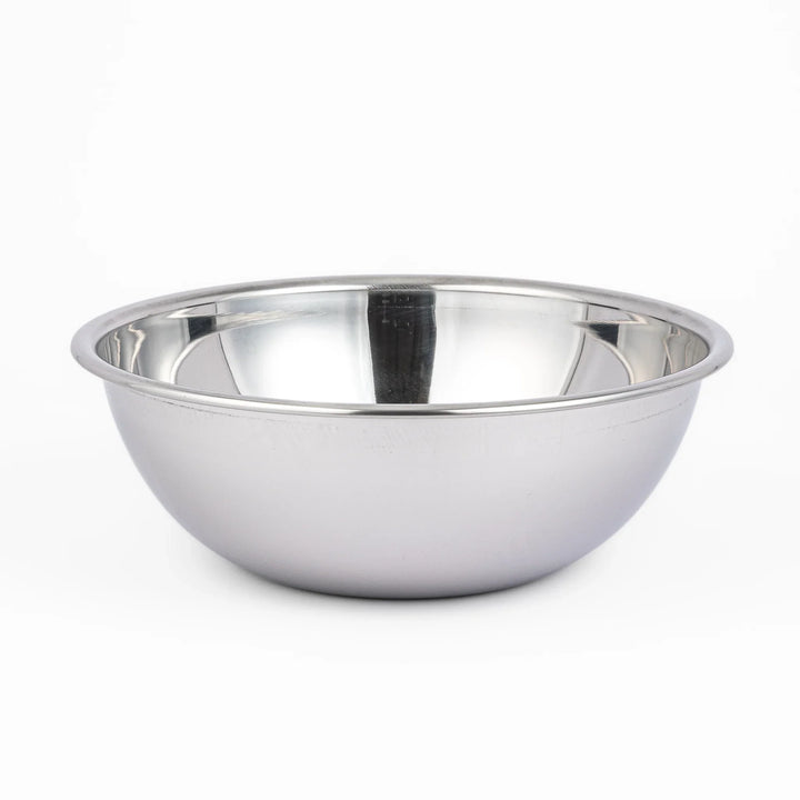 Japanese stainless steel mixing bowl and mesh strainer set, featuring an extra large colander for kitchen prep