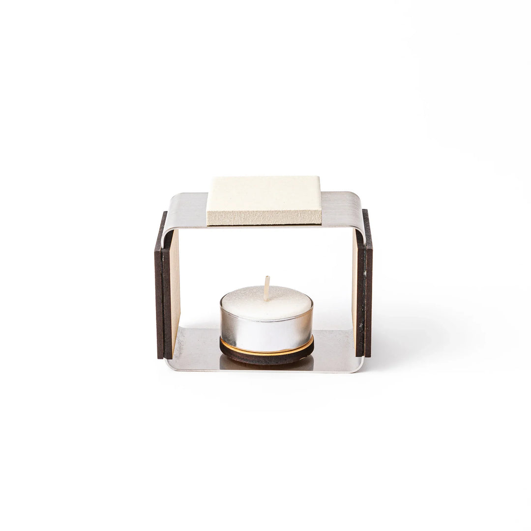 Matcha incense starter set with ceramic warmer and tea light candle, green Japanese incense shaped like traditional sweets