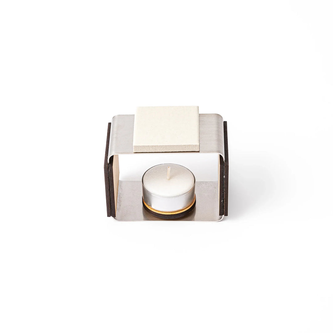 Matcha incense starter set with ceramic warmer and tea light candle, green Japanese incense shaped like traditional sweets