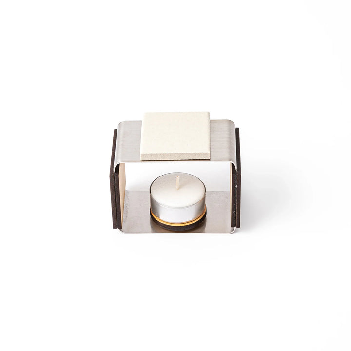 Matcha incense starter set with ceramic warmer and tea light candle, green Japanese incense shaped like traditional sweets