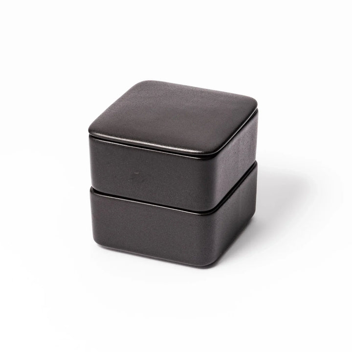 Sleek black Japanese porcelain two tier bento box set with minimalist design for modern meal presentation.