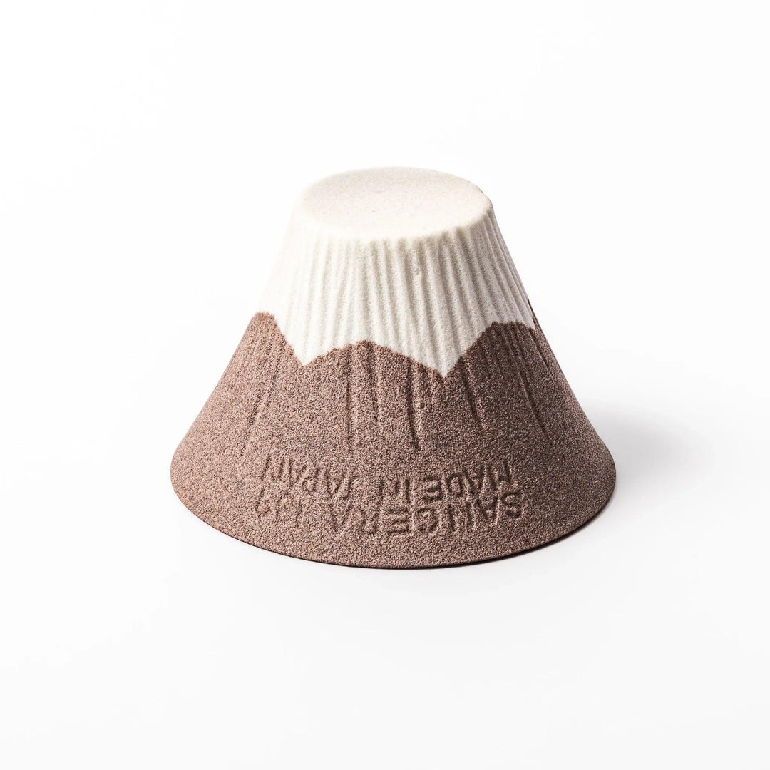 Cocoa Mount Fuji ceramic coffee filter with snowy peak handmade in Japan for eco friendly pour over brewing.