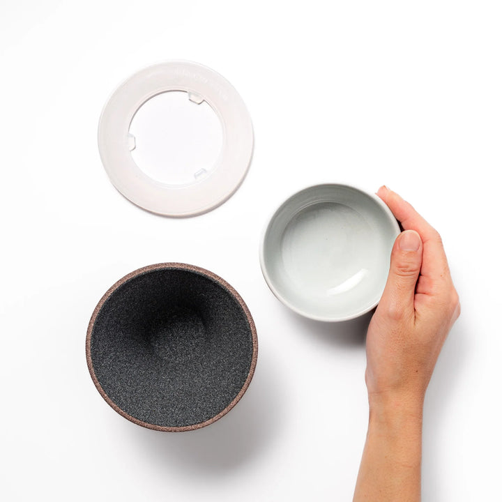 Cocoa Mount Fuji ceramic coffee filter with snowy peak handmade in Japan for eco friendly pour over brewing.